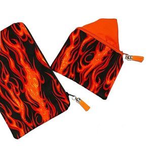 Orange And Black Fire Pouch :<